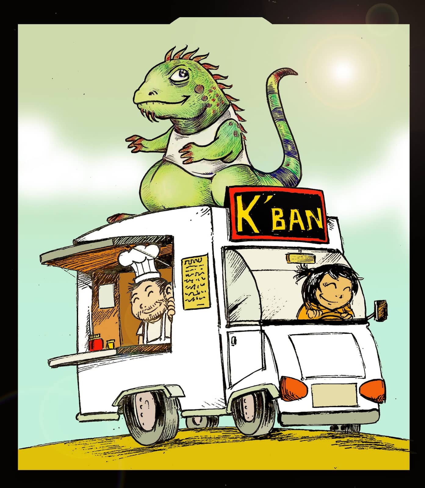 Monstre vert dans food truck