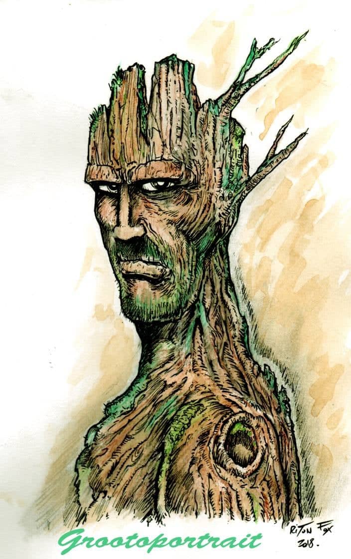 Groot - Portrait d'arbre-monstre