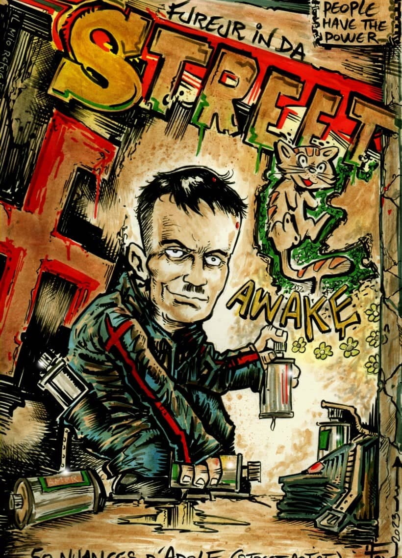 Street artist subversif avec graffitis