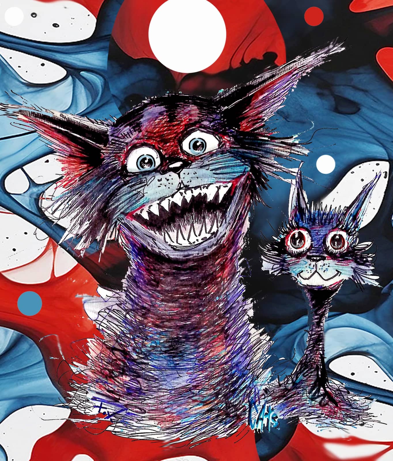Couple de chats expressifs dark