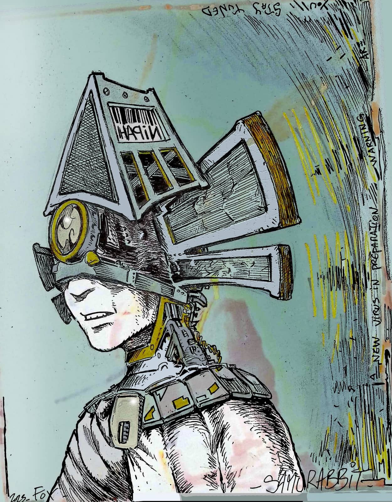 Cyber-visage technologique futuriste