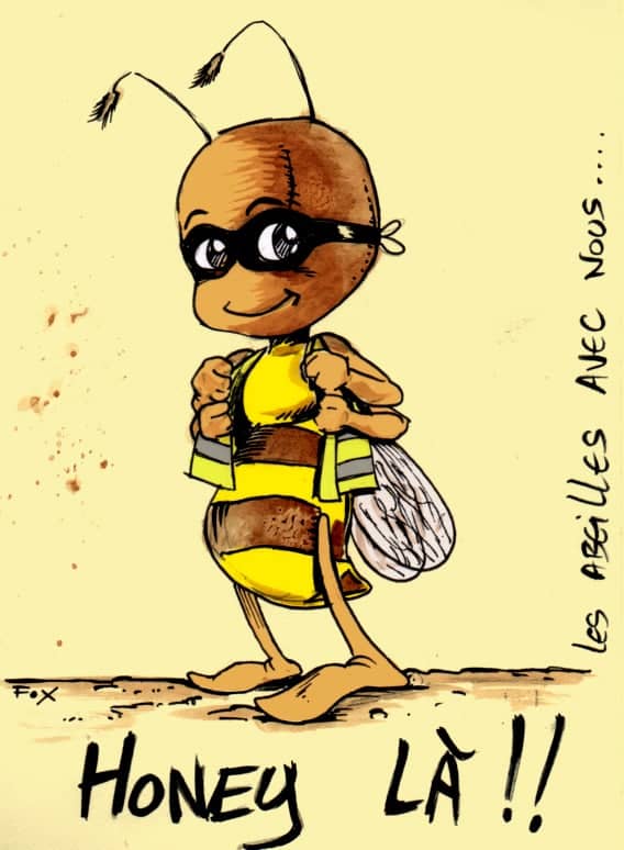 Abeille gilet jaune en action