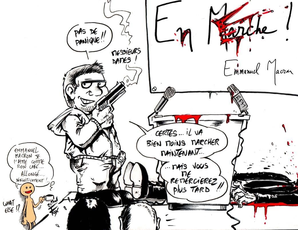 Emmanuel Macron caricaturé