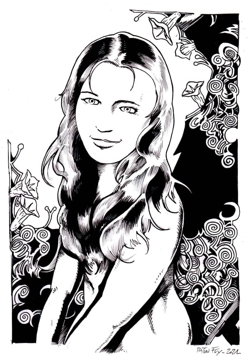Portrait d'une femme aux fleurs