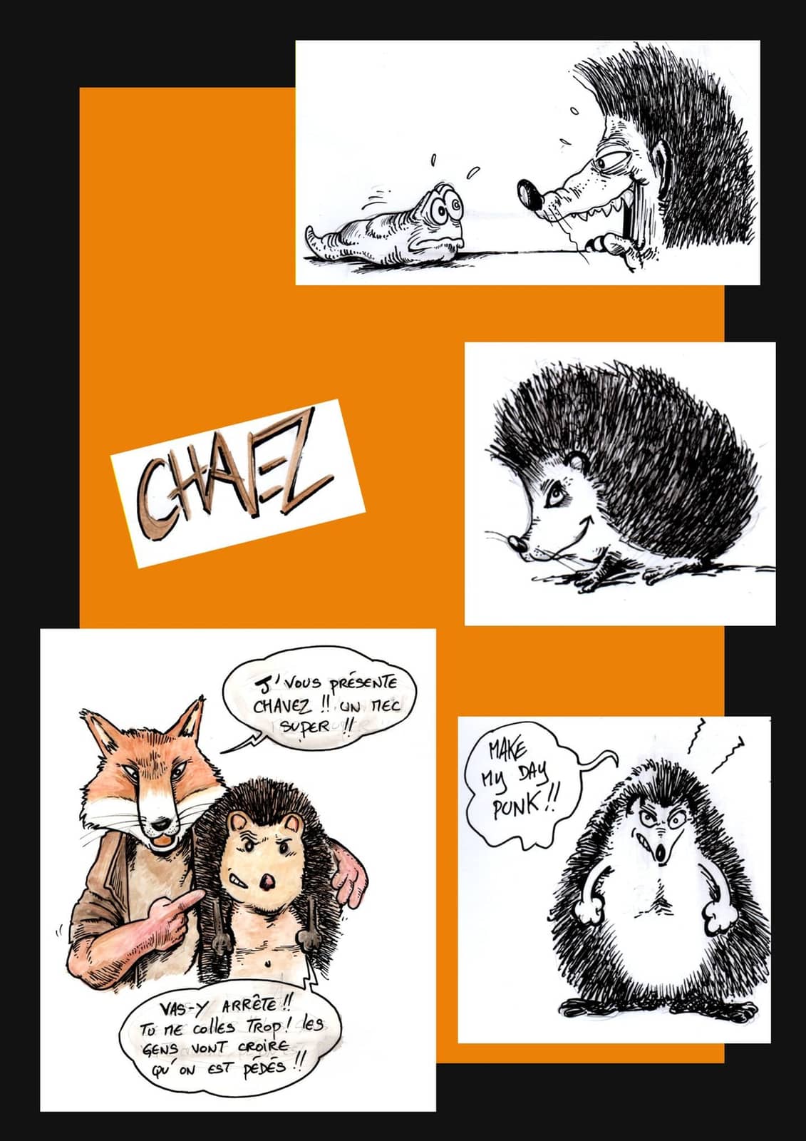 Hérissons, renard et humor noir
