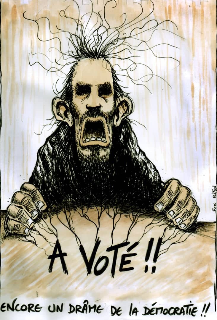 Monstre politique crie "À vote !"