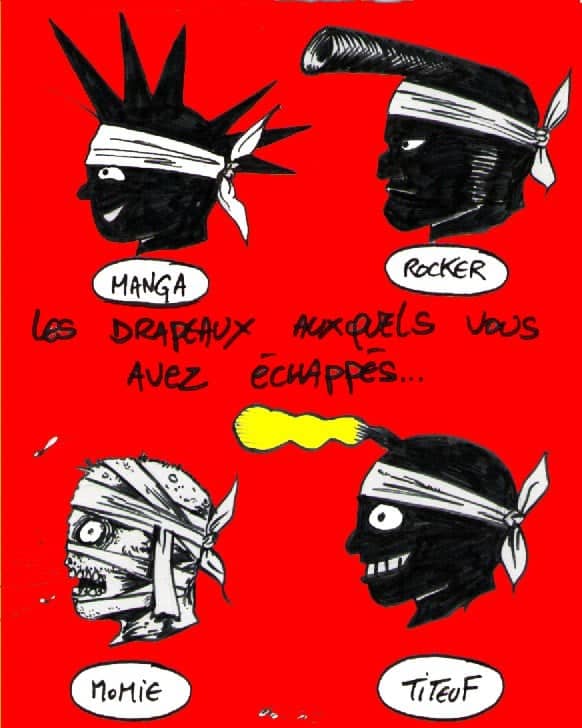 Quatre ninjas avec styles musicaux