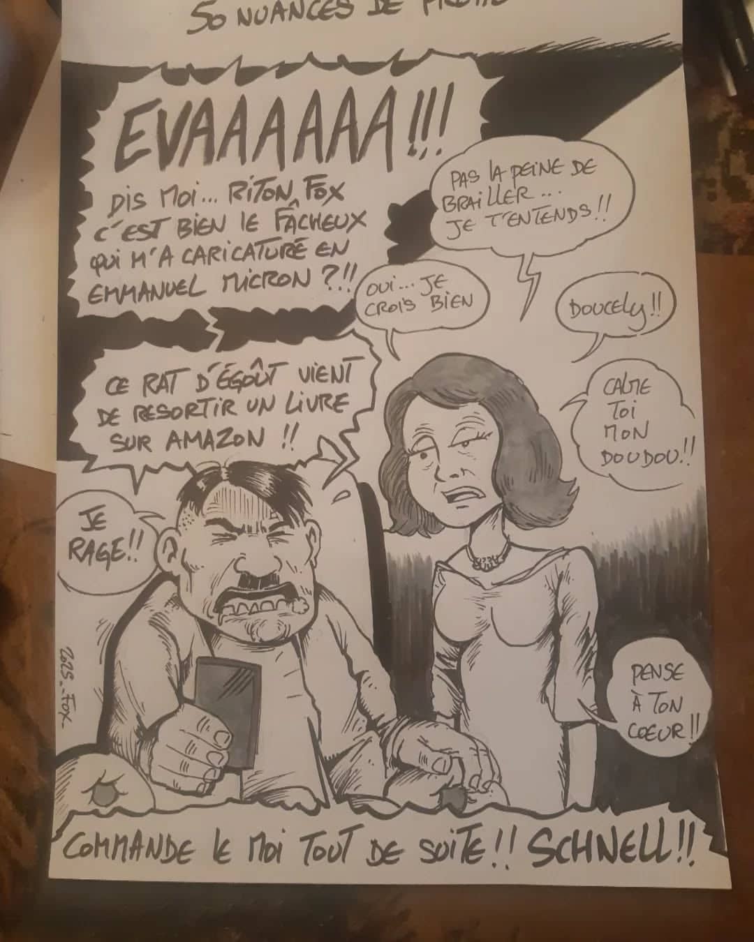 Caricature politique en noir et blanc
