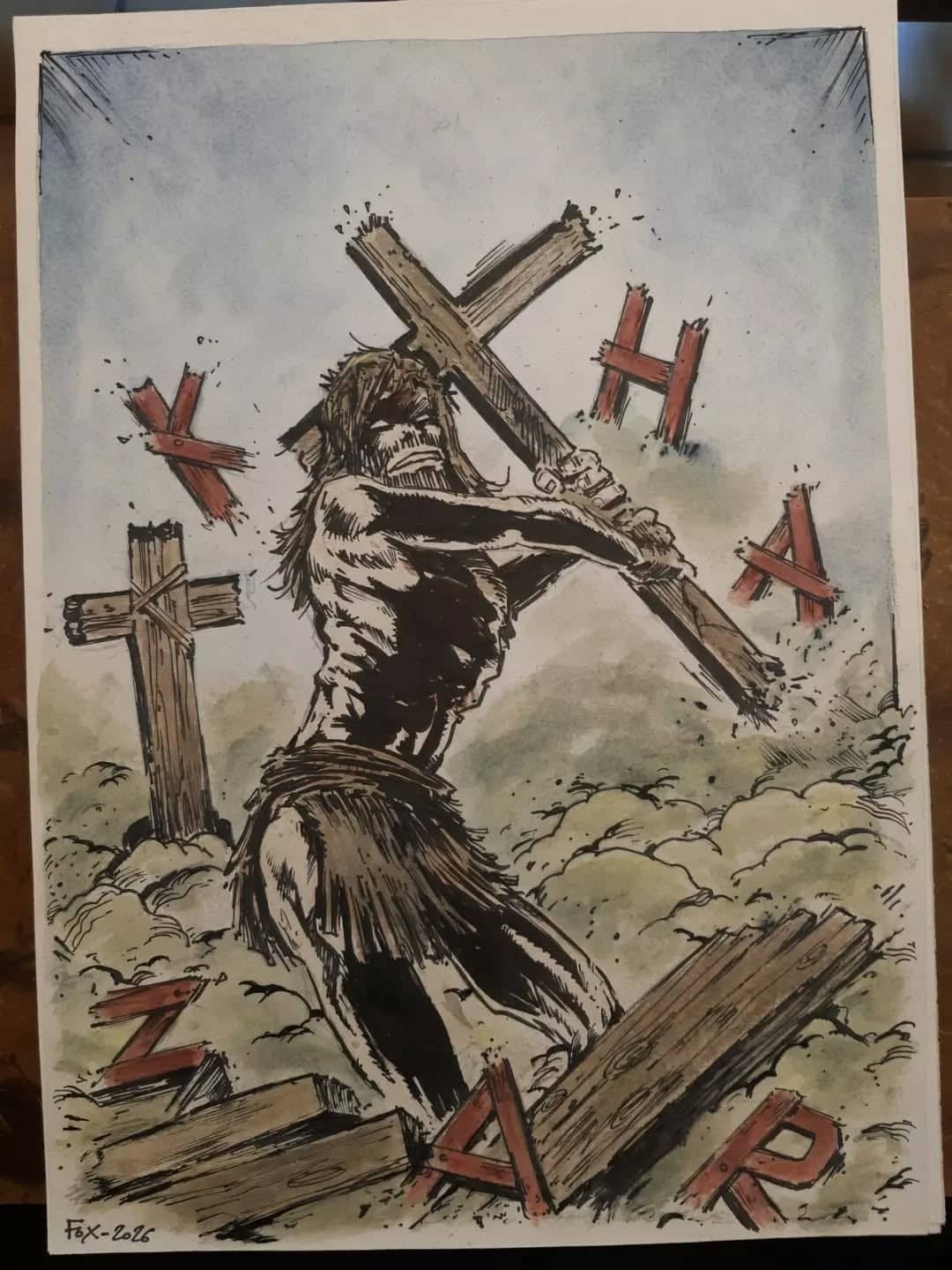 Monstre religieux dans cimetière