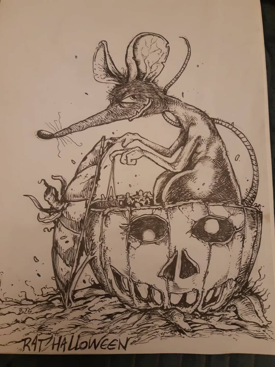 Rat Halloween avec crâne