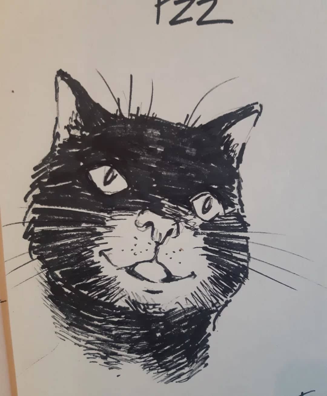 Portrait félin à l'encre noire