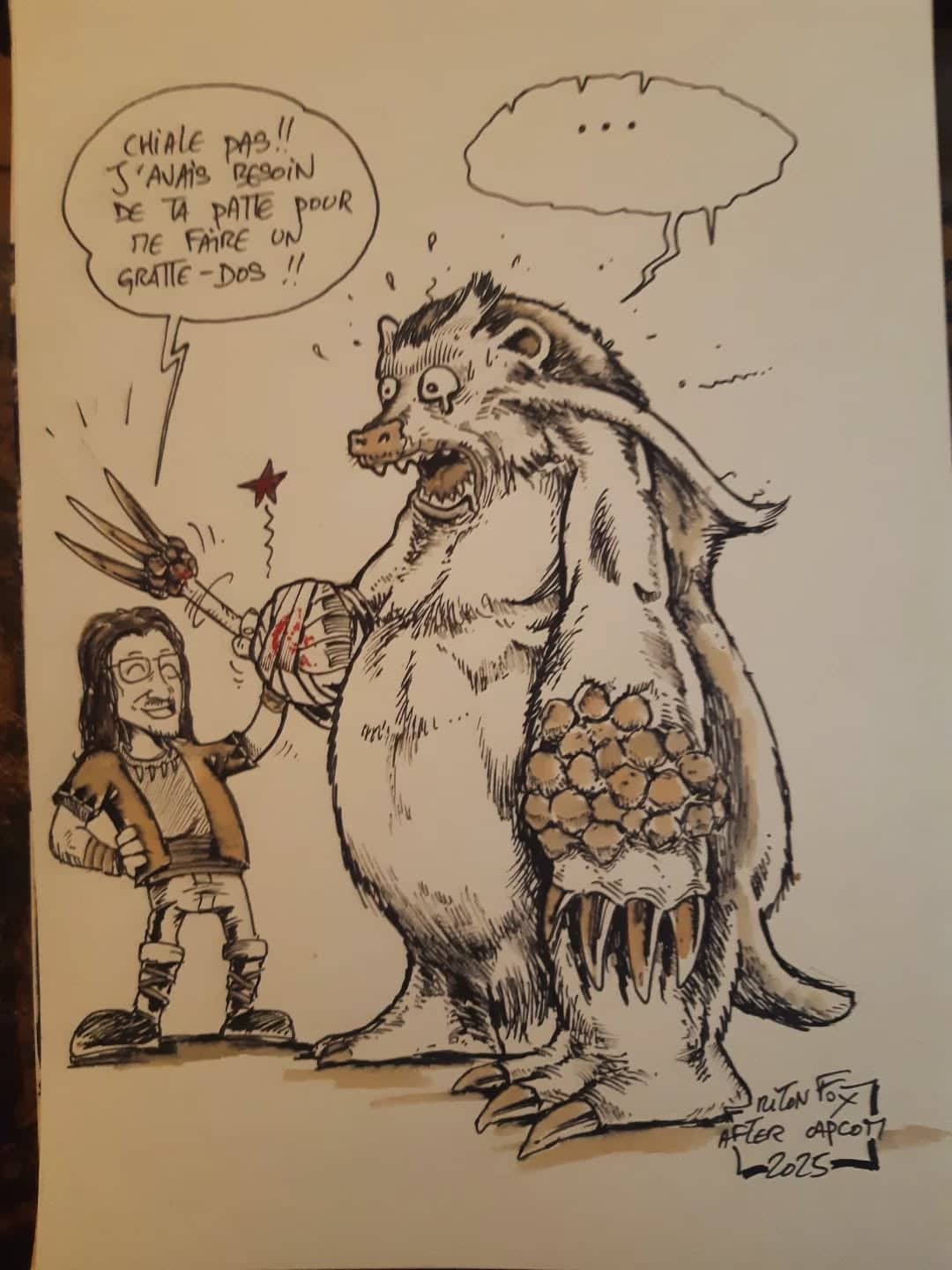 Chasseur affrontant un monstre coccinelle