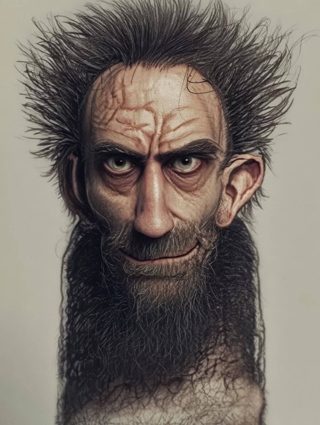 Portrait sauvage aux cheveux hirsutes