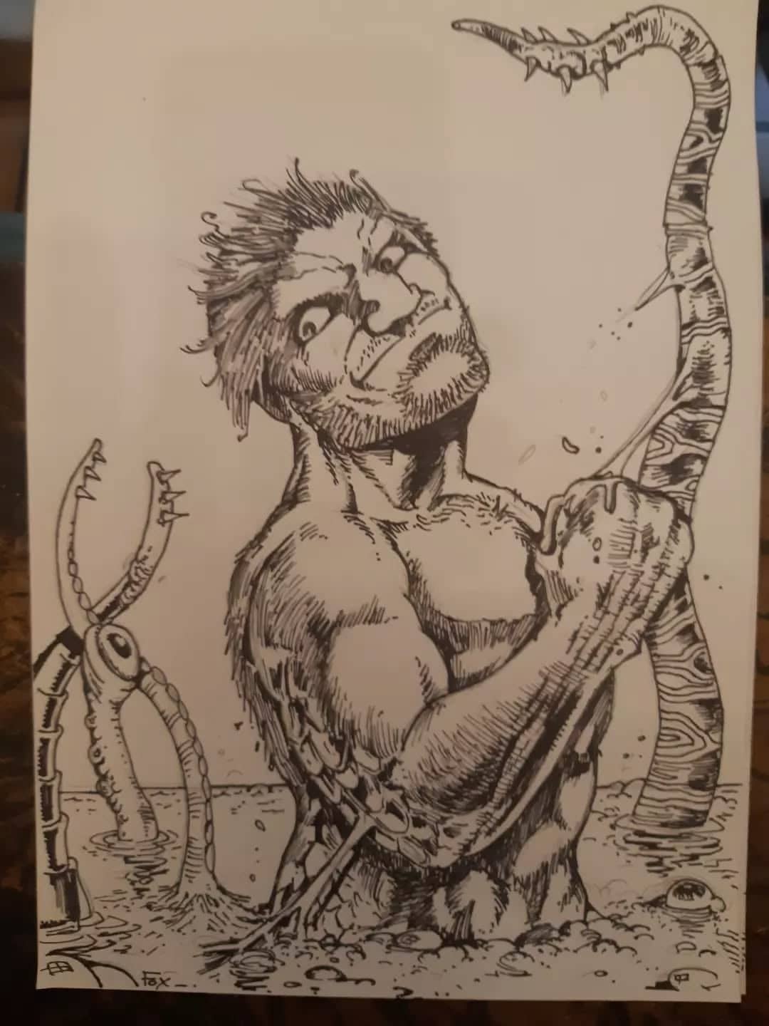 Créature monstrueuse en encre noire