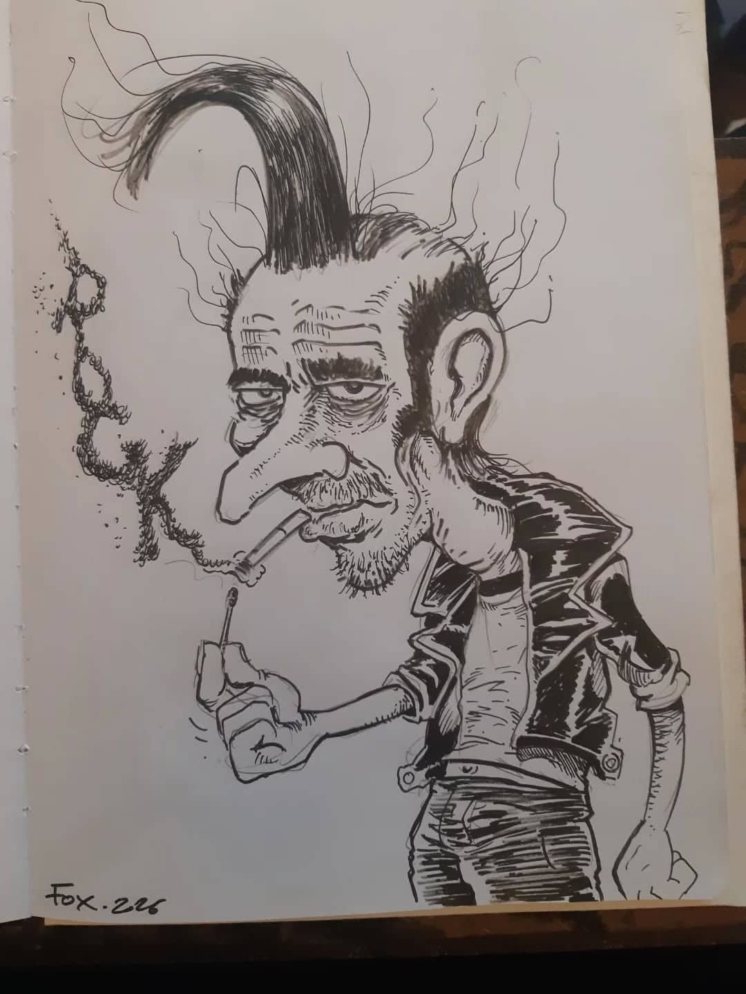 Portrait caricatural rockeur à l'encre