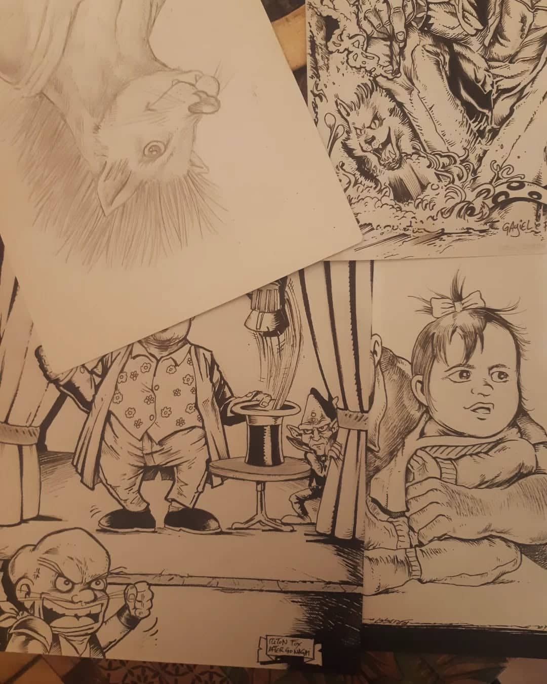 Scène délirante avec personnages grotesques