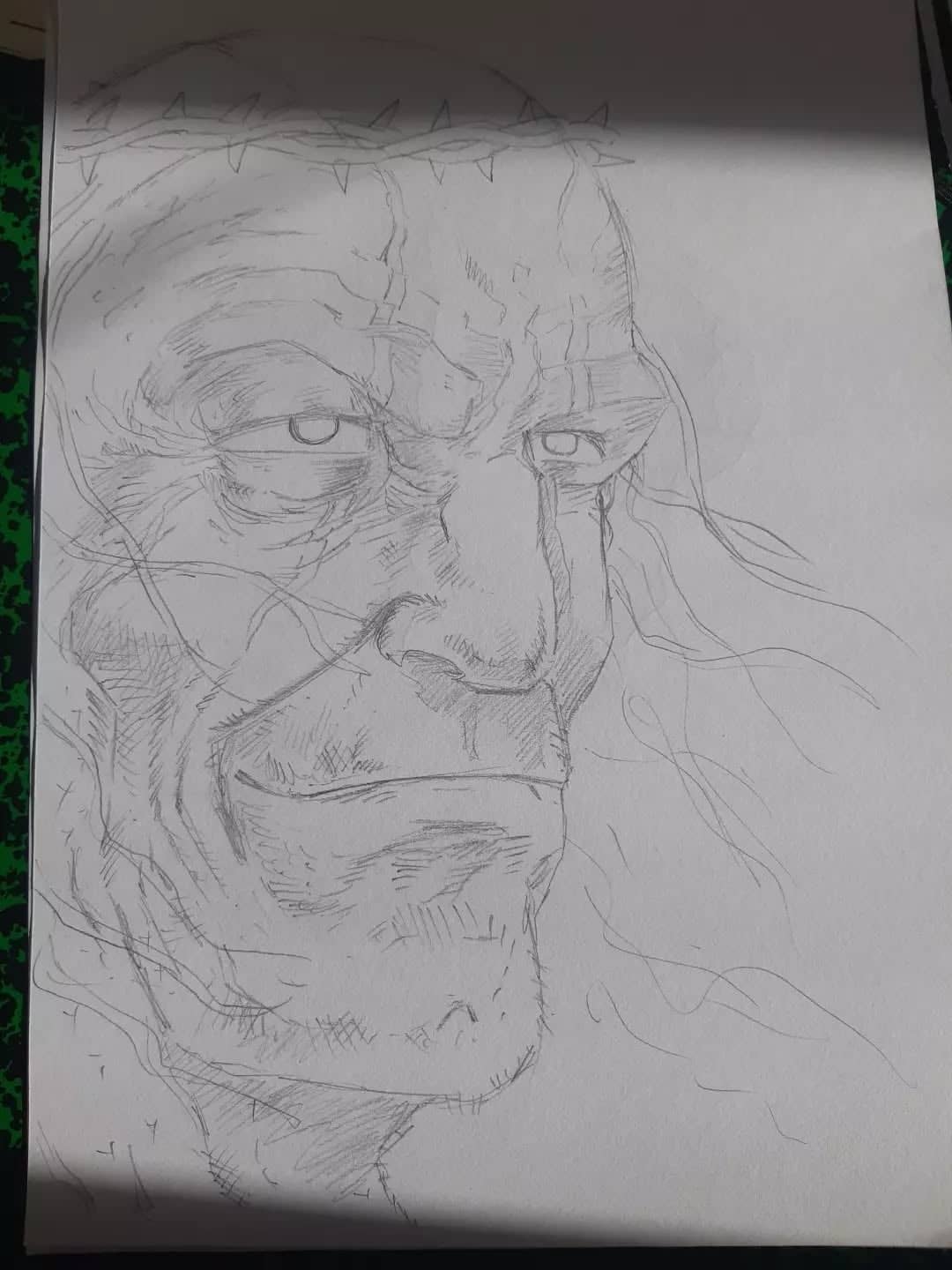 Portrait au crayon d'un vieillard