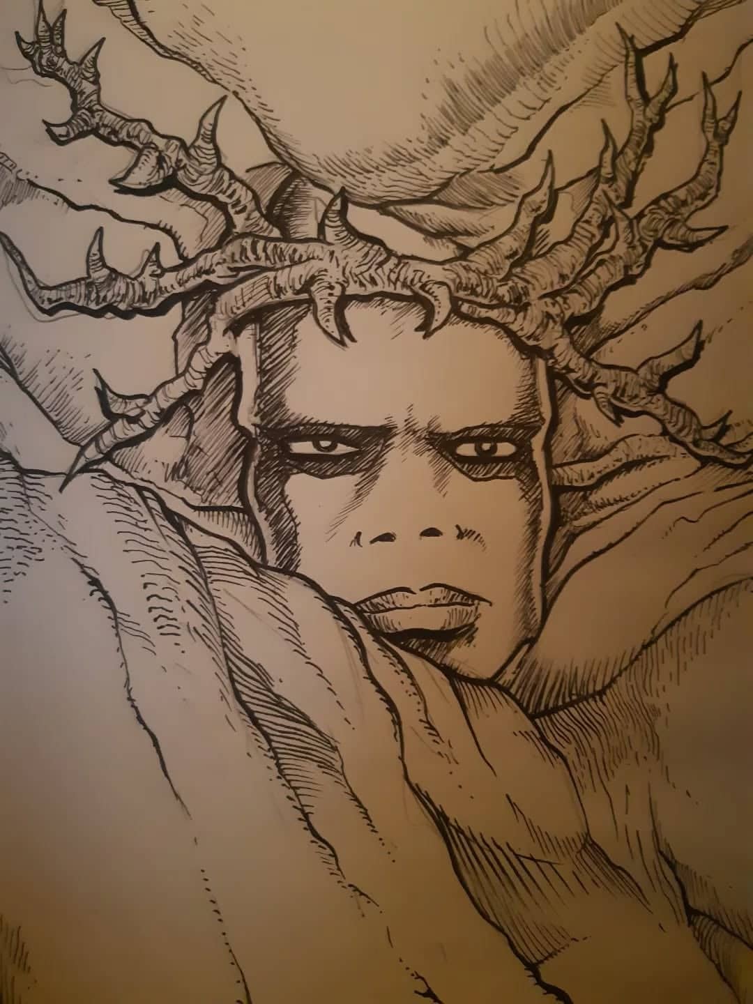 Visage forest avec racines tentaculaires