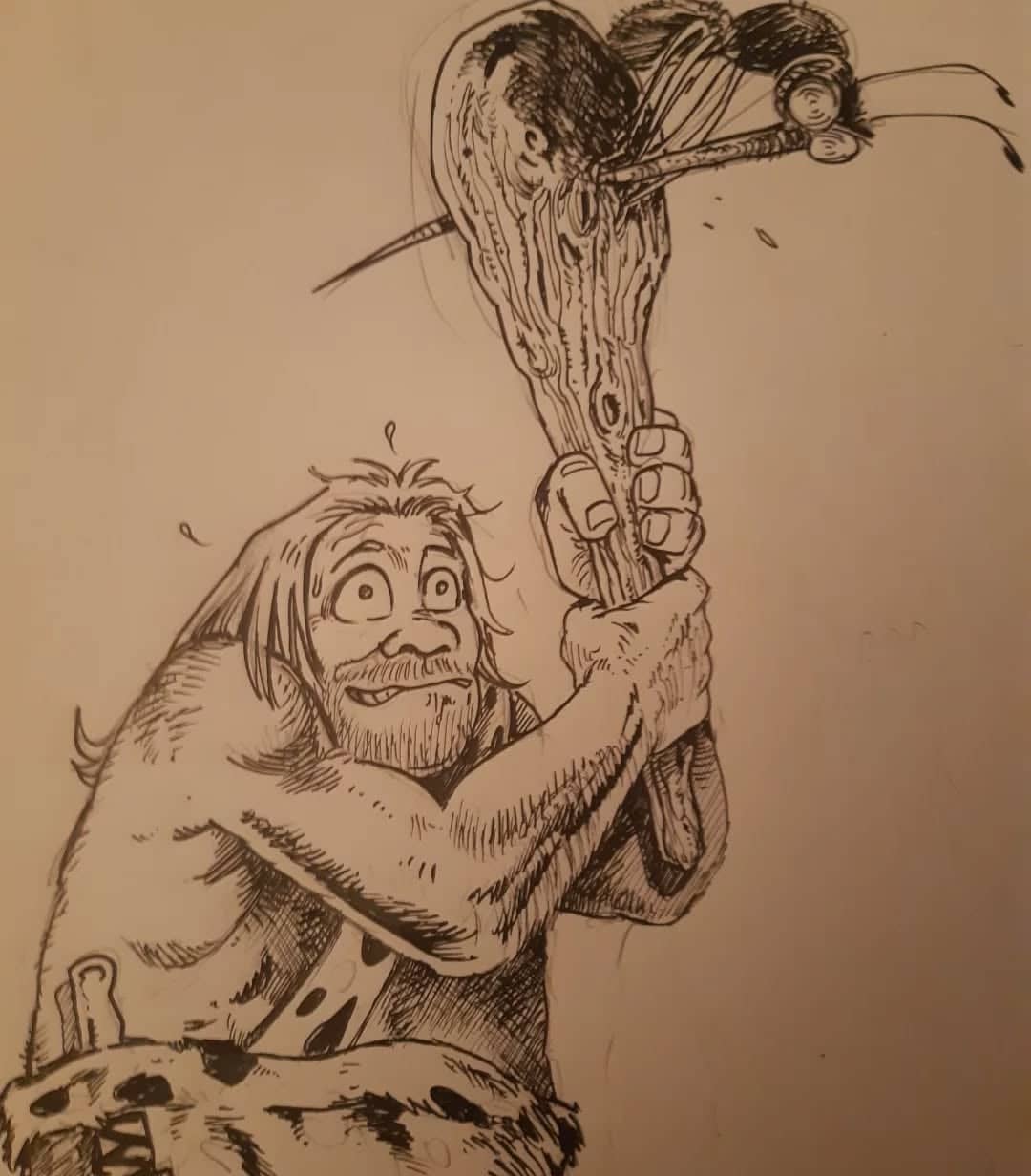 Ogre hirsute tenant une arme
