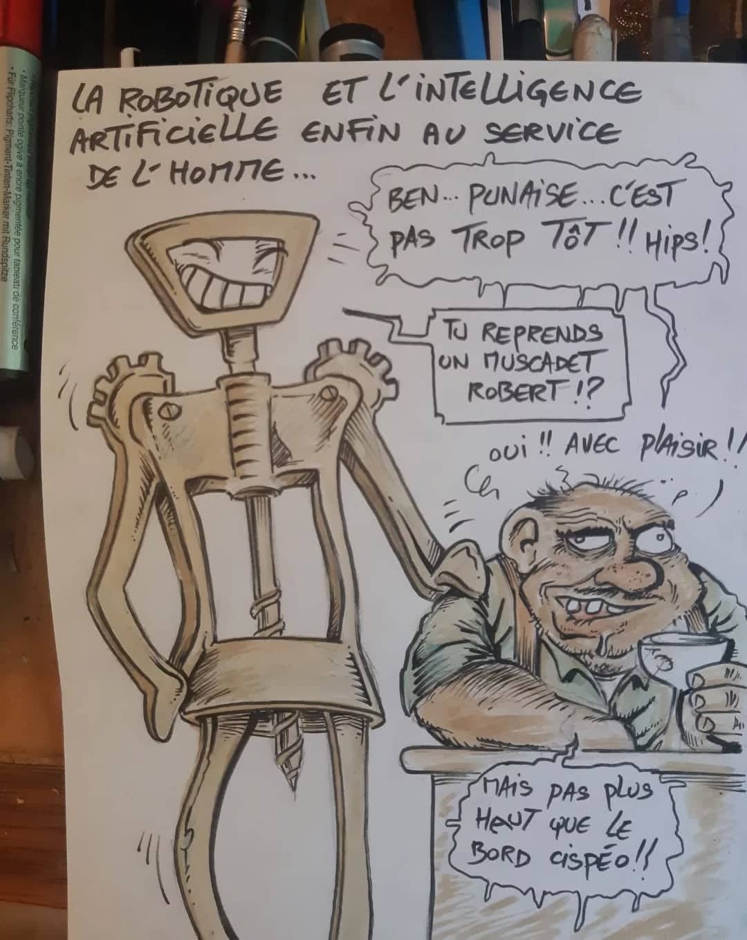 Robot et humain débattent d'IA