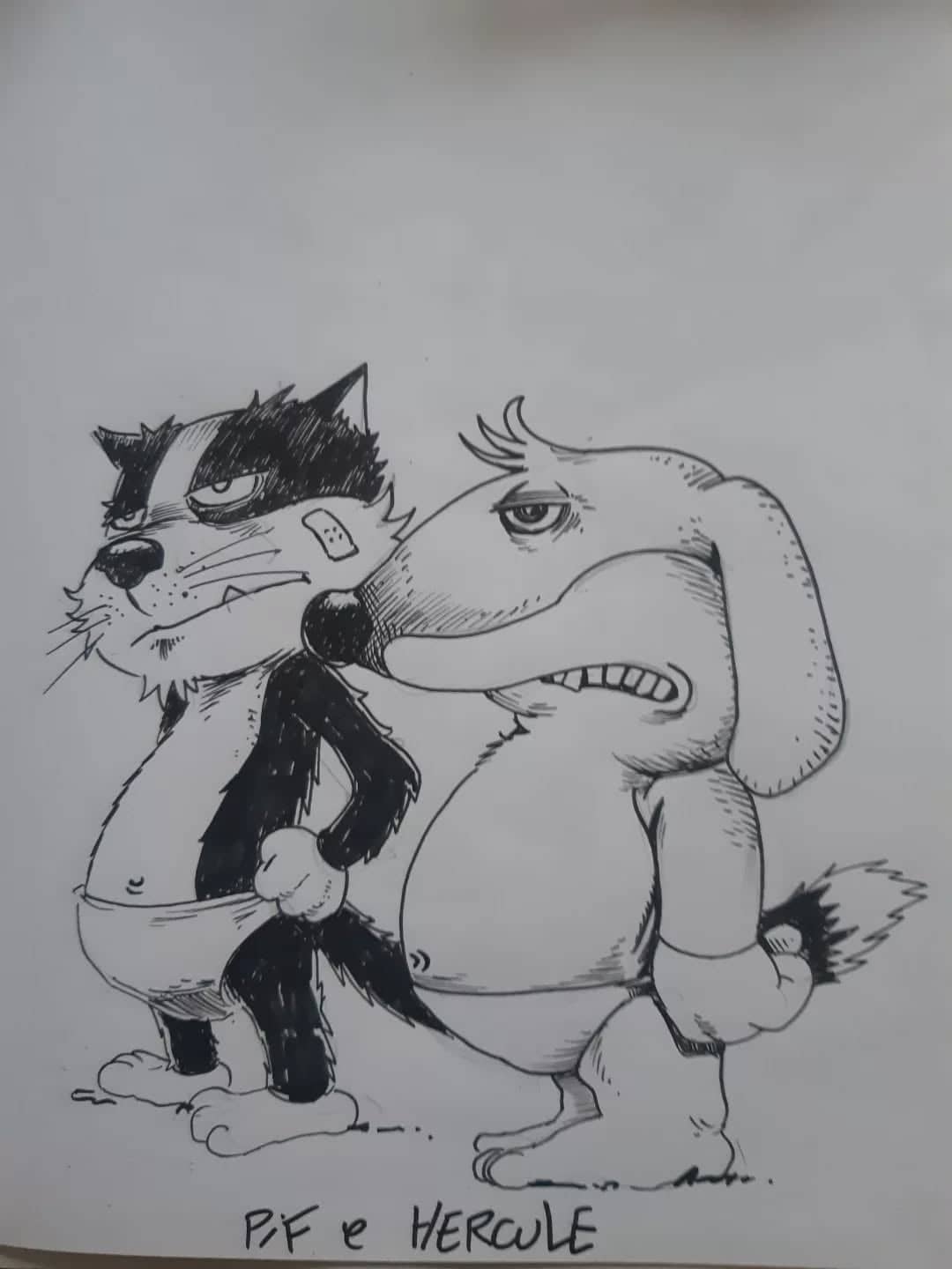 Pif et Hercule en dessin encré