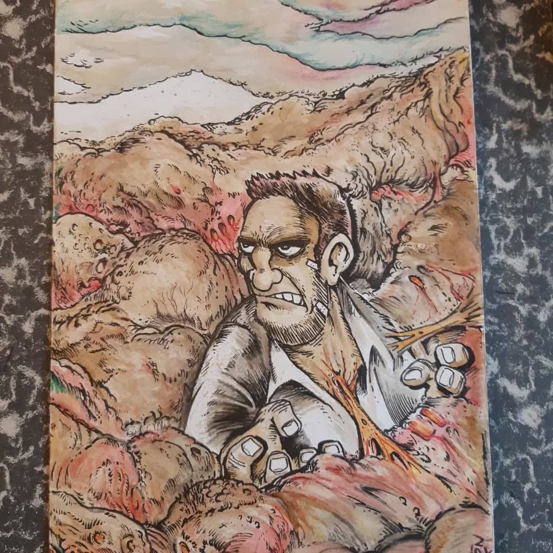 Personnage étrange dans un paysage sauvage