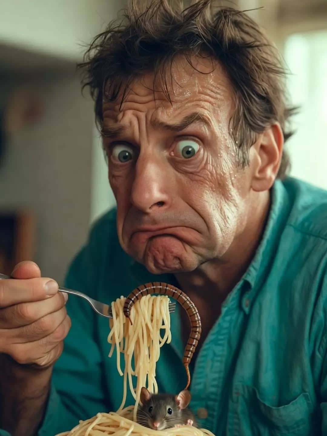 Rat et pasta avec réalisme