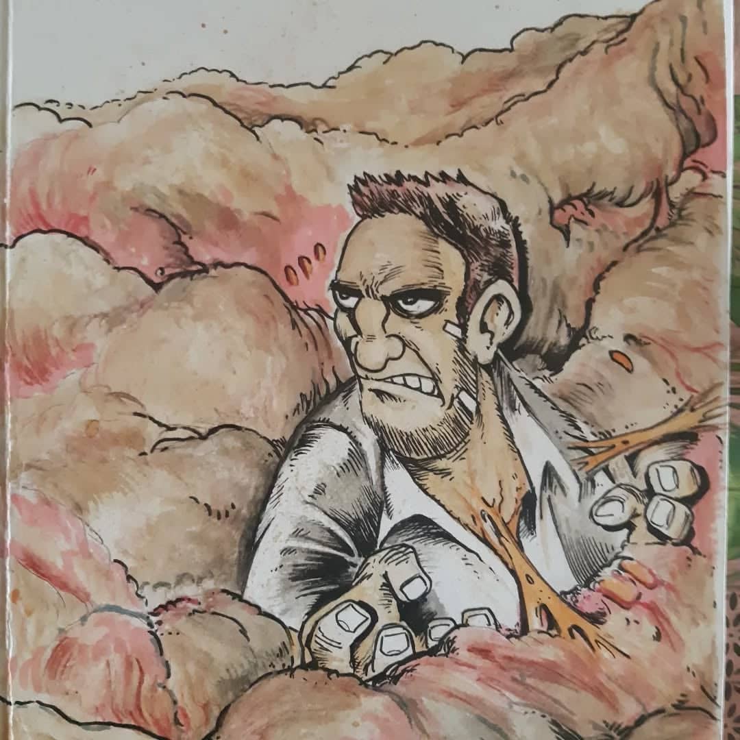 Monstre humanoïde dans nuages roses