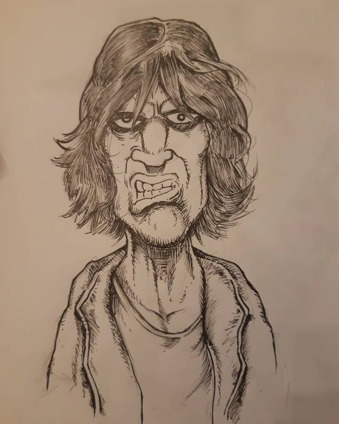 Caricature grimacière à l'encre