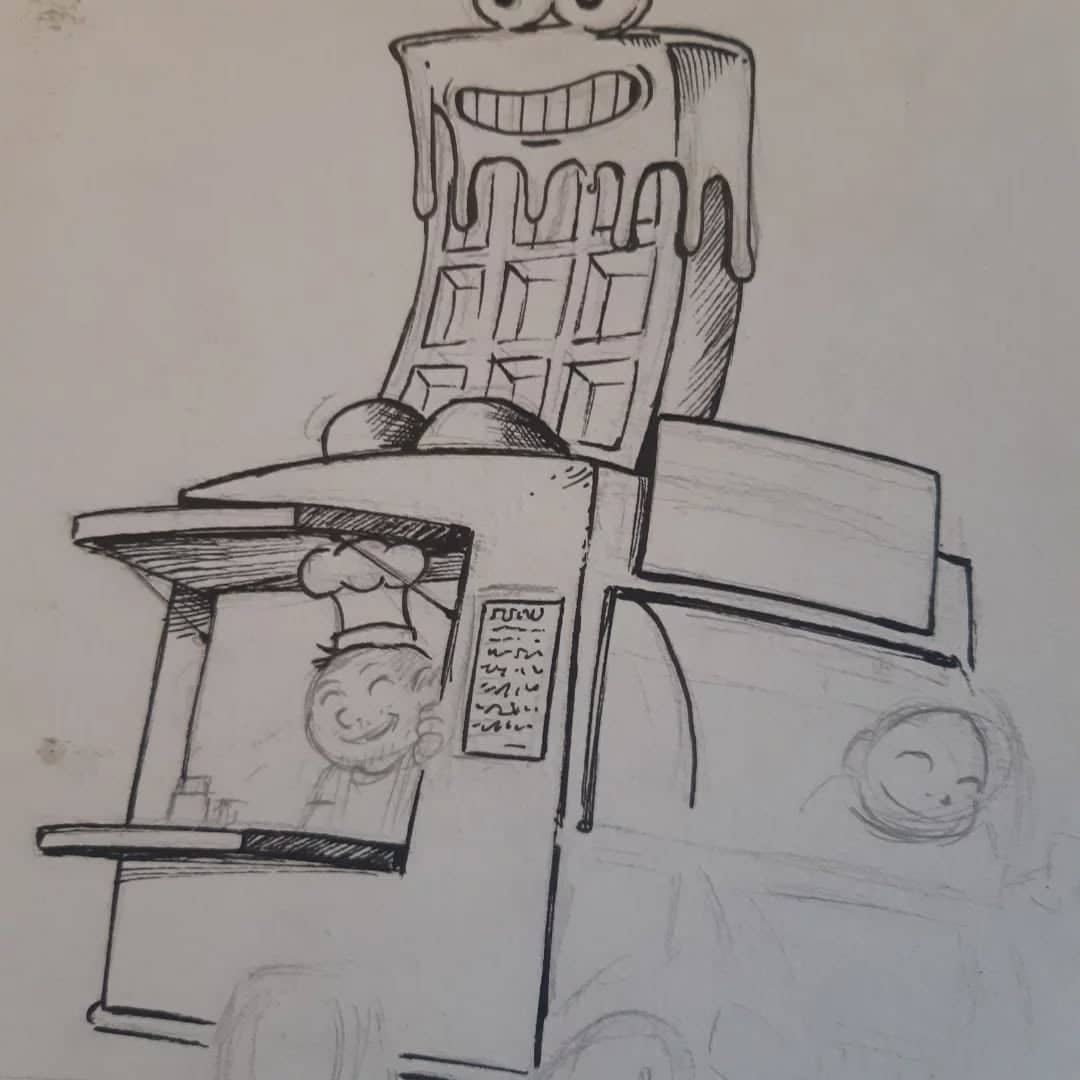 Dessin humoristique foodtruck anthropomorphe