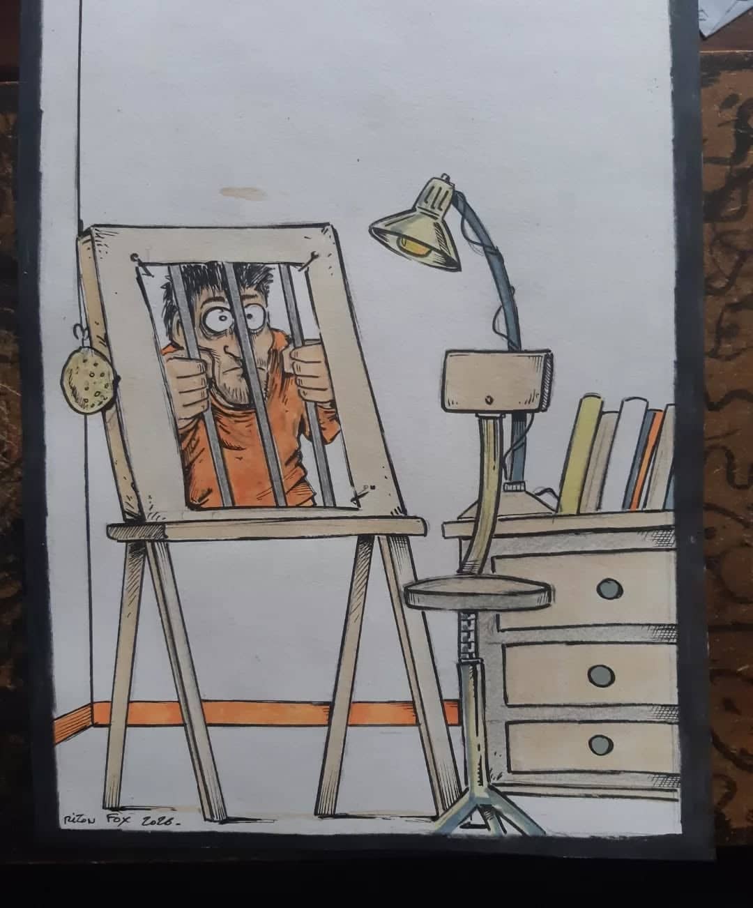 Prisonnier derrière un chevalet