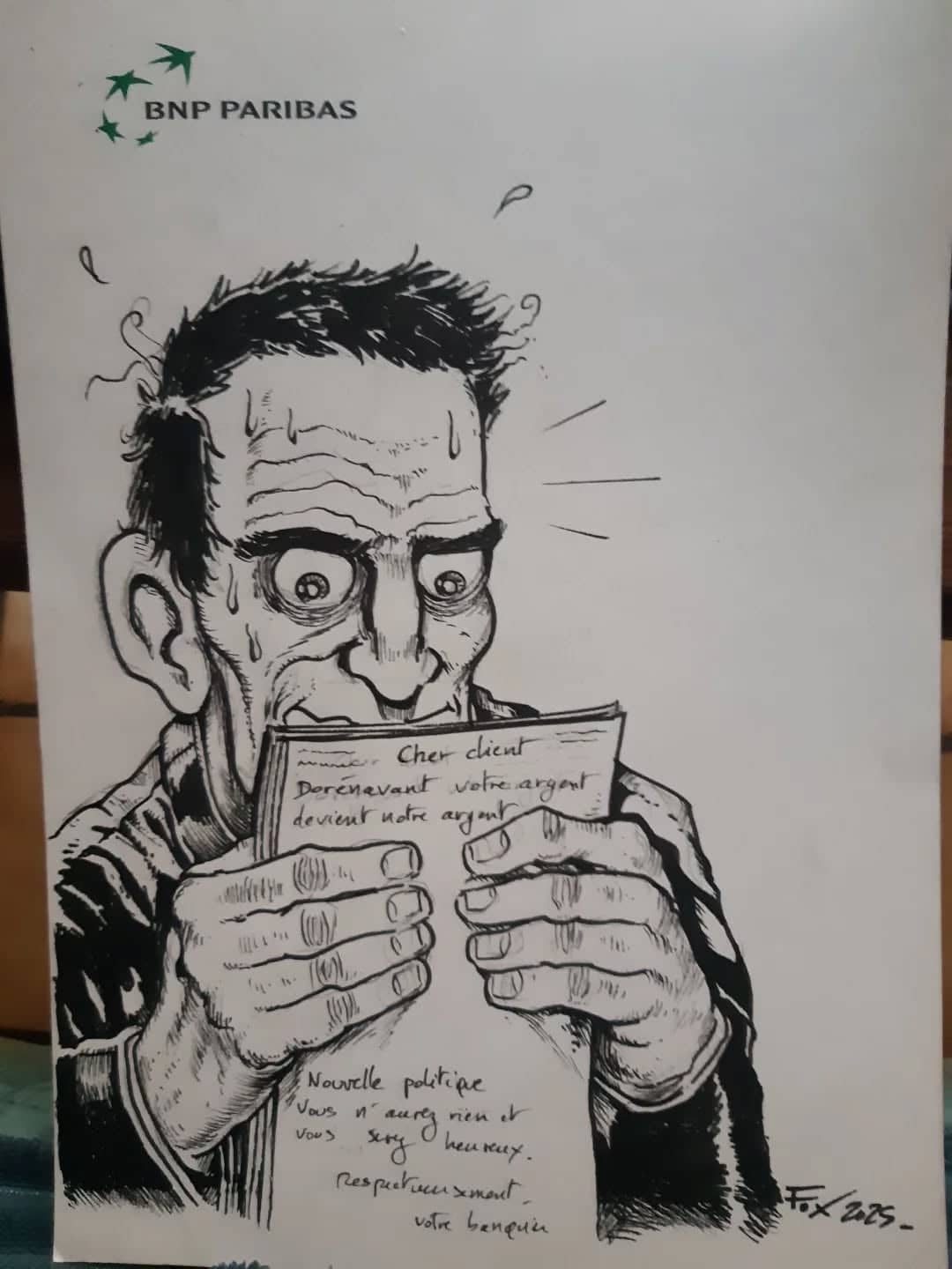 Critique bancaire en noir et blanc