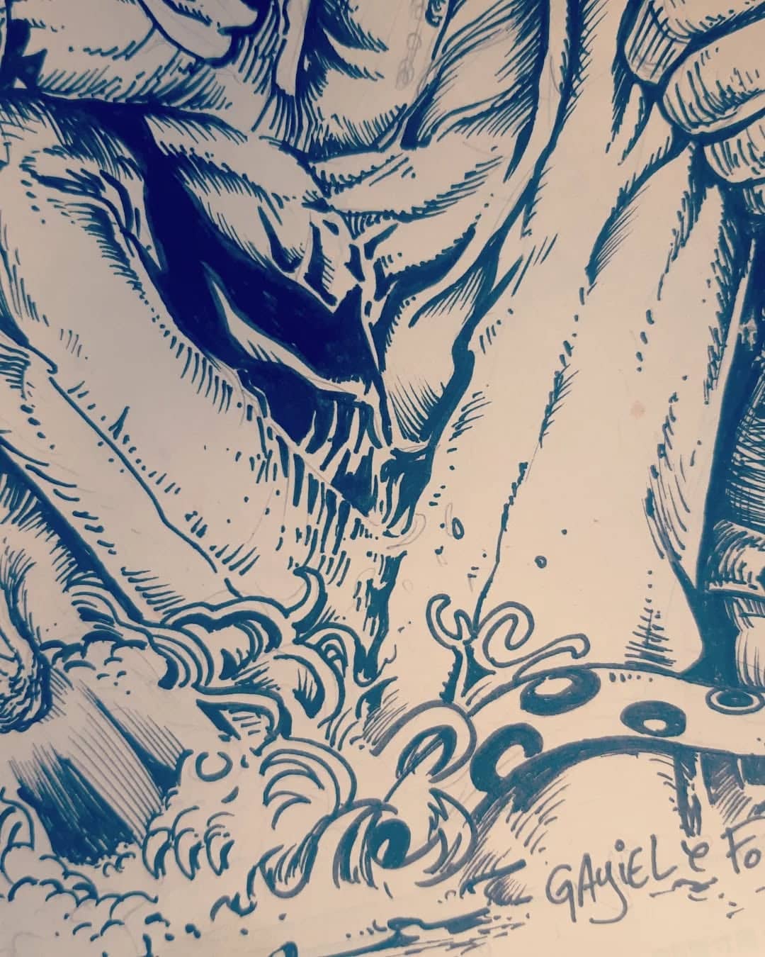 Créature fantastique à l'encre bleue