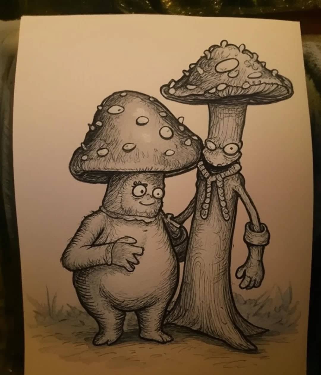 Petit personnage avec champignons