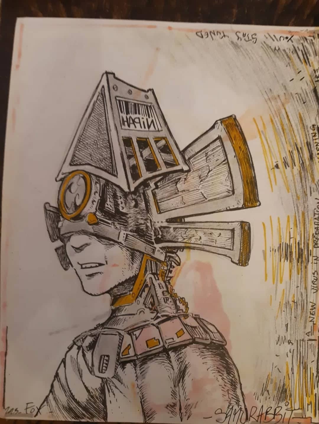 Tête cyberpunk avec mécanismes