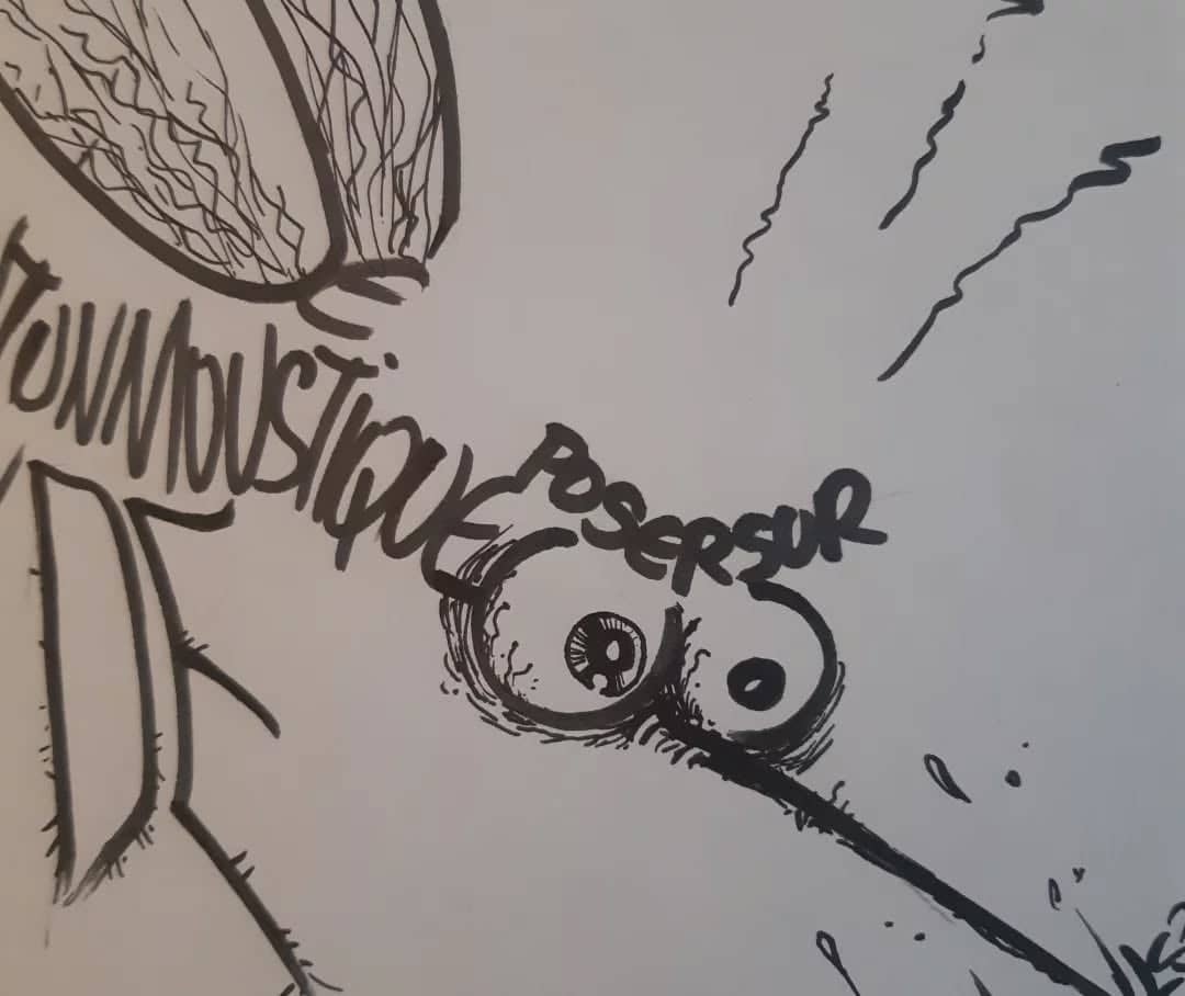 Moustique agresseur caligramme encre