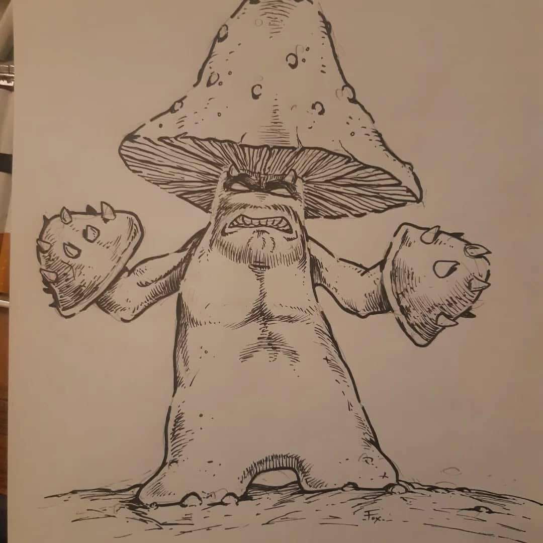 Créature champignon humanisée menaçante