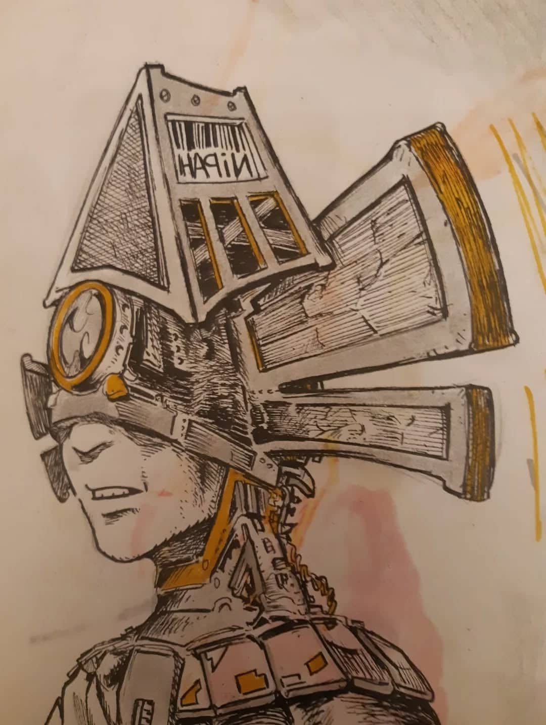Tête cyberpunk futuriste avec implants